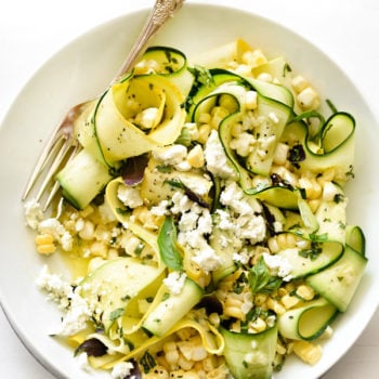 Zucchini and Fresh Corn Farmers' Market Salad with Lemon-Basil Vinaigrette on foodiecrush.com