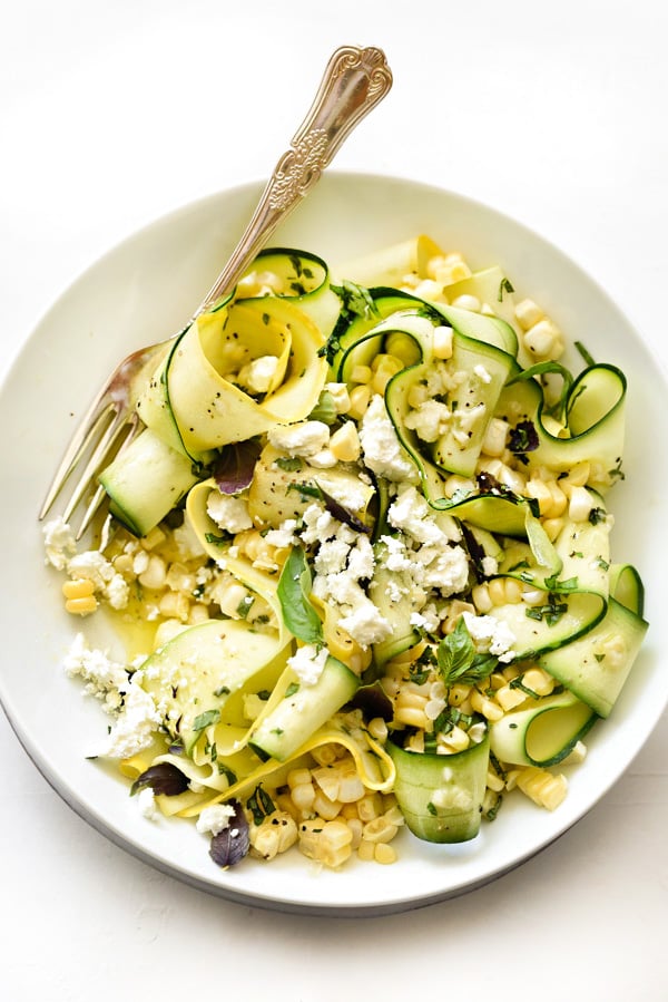 Zucchini and Fresh Corn Salad from foodiecrush.com on foodiecrush.com