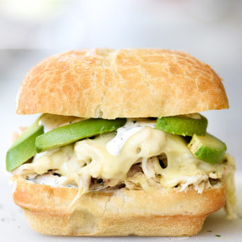 Pulled Chicken Sandwich with Ranch Sauce | foodiecrush.com