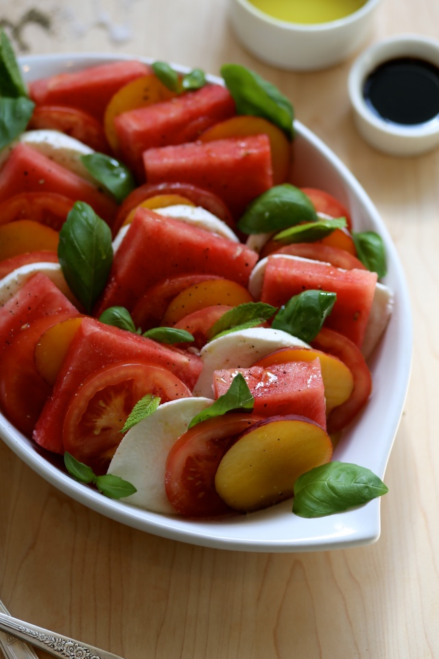 Watermelon Peach Caprese Salad joythebaker.com | foodiecrush.com 