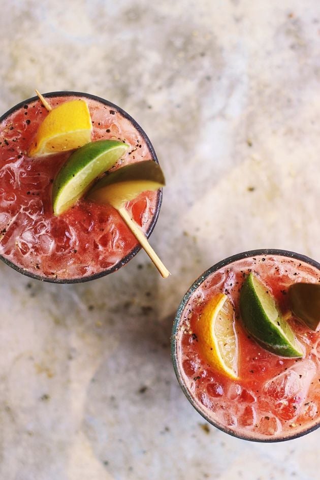 Fresh Heirloom Bloody Marys with Old Bay + Spicy Pickles from With Food + Love | foodiecrush.com 