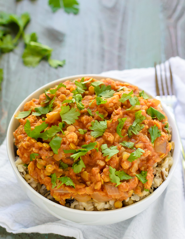 Slow Cooker Red Lentil Cauliflower Curry by Well Plated | foodiecrush.com 