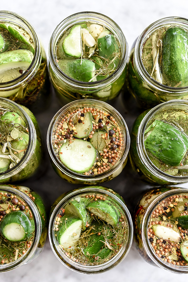 jars of garlic pickles ready for canning