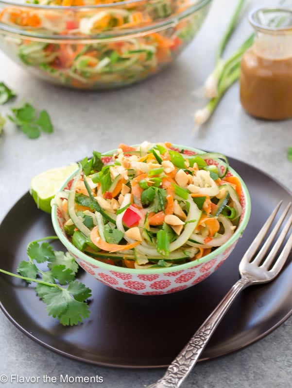 Thai Carrot Cucumber Noodle Salad with Peanut Lime Dressing by Flavor the Moments | foodiecrush.com 