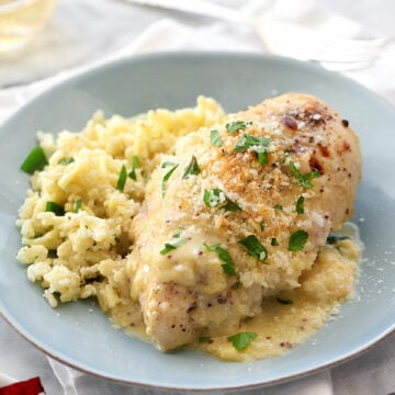 Cheesy Mustard Baked Chicken Breasts | foodiecrush.com