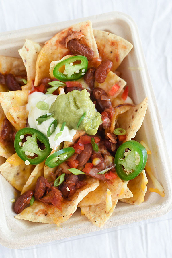 Nachos topped with chili and cheese are just one way to put your leftovers to work | foodiecrush.com 