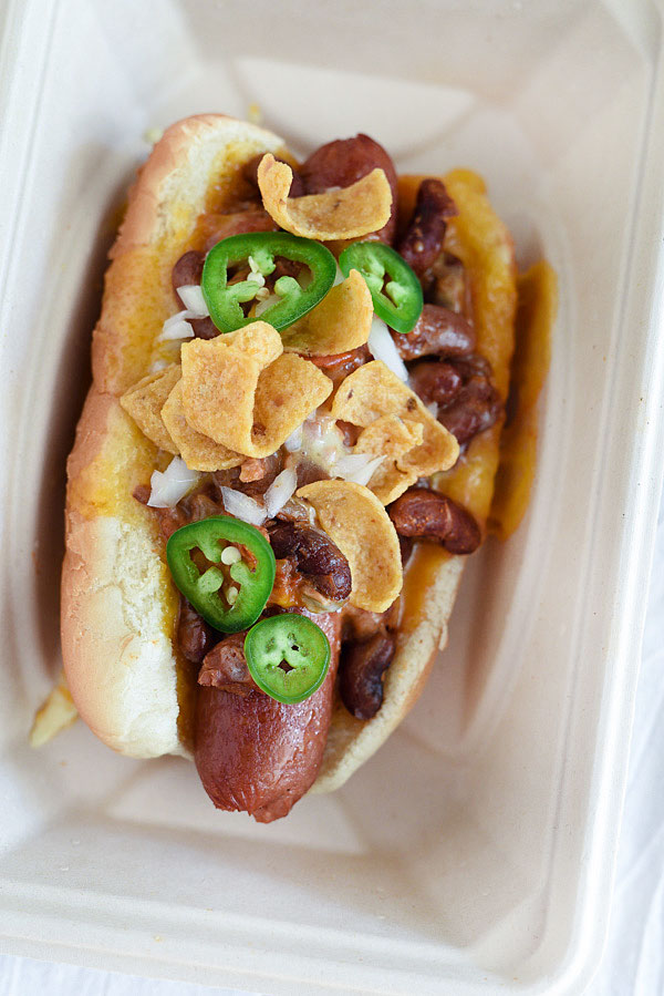 Chili dogs with frito chips and cheese are just one way to put your leftovers to work | foodiecrush.com 