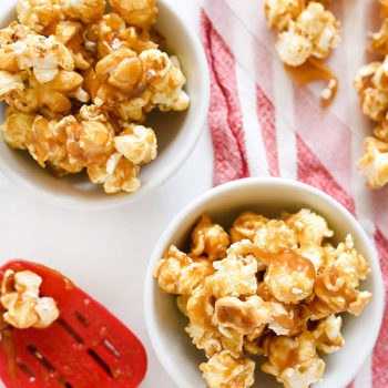 This chewy caramel corn couldn't be easier to make and is one of our favorite fall snacks | foodiecrush.com
