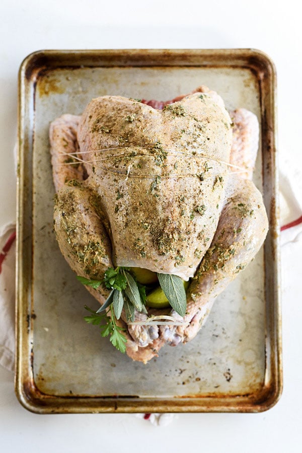 Herb Butter Turkey prepped for the grill