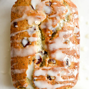 Lemon Poppyseed Bread with Cranberries on foodiecrush.com