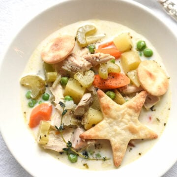 Turkey Pot Pie Soup is one of my favorite and easy recipes to use up leftover turkey | foodiecrush.com