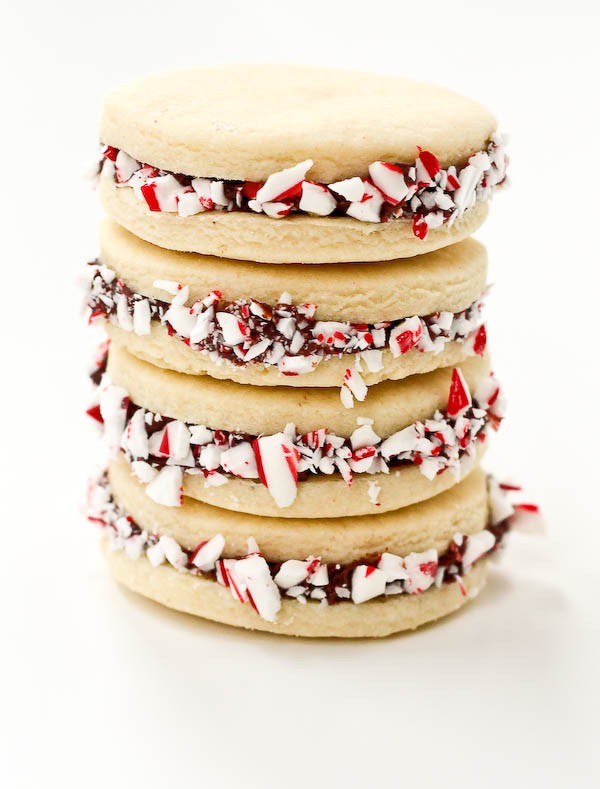 Peppermint Sugar Cookies with Chocolate Ganache Filling from Rachel Cooks on foodiecrush.com 