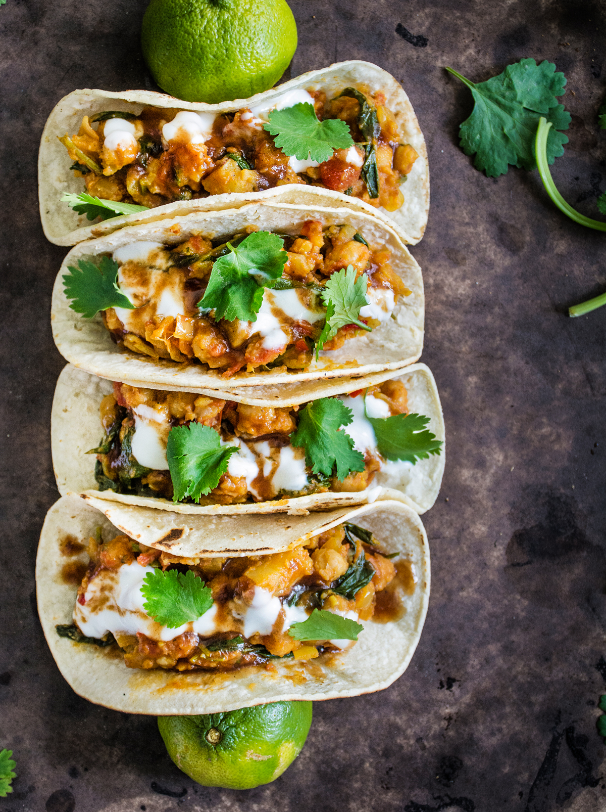 Vegetarian Chana Masala Tacos from Port and Fin on foodiecrush.com 