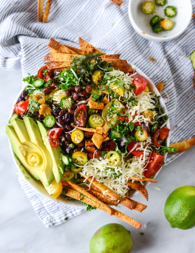 Crunchy Taco Kale Salad from How Sweet It Is on foodiecrush.com