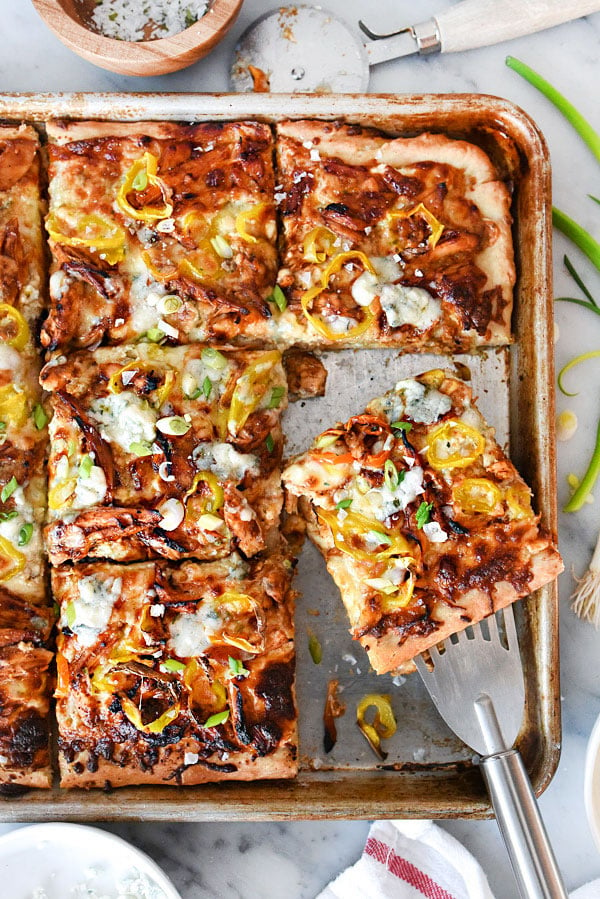BBQ Blue Chicken Pizza from foodiecrush.com