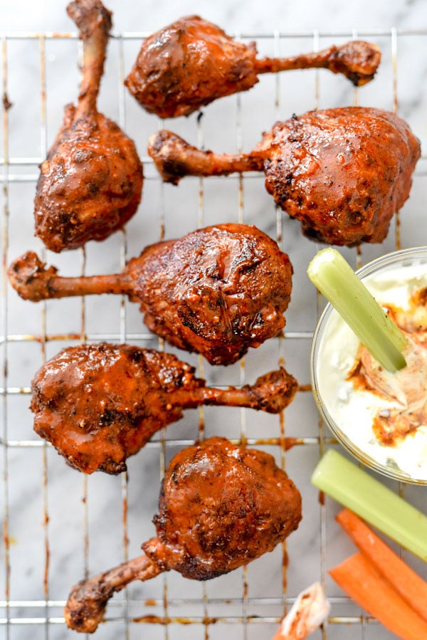 Buffalo Chicken Drumsticks | foodiecrush.com #baked #oven #recipes #superbowl #appetizers