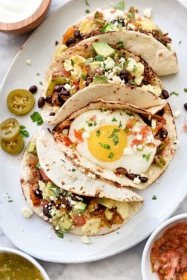 Breakfast Tacos Recipe for breakfast, brunch or dinner | foodiecrush.com