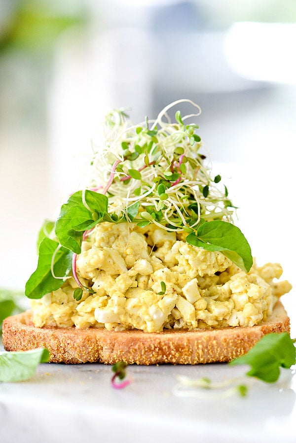 Curried Egg Salad Sandwich | foodiecrush.com #recipe #healthy #sandwich #easy