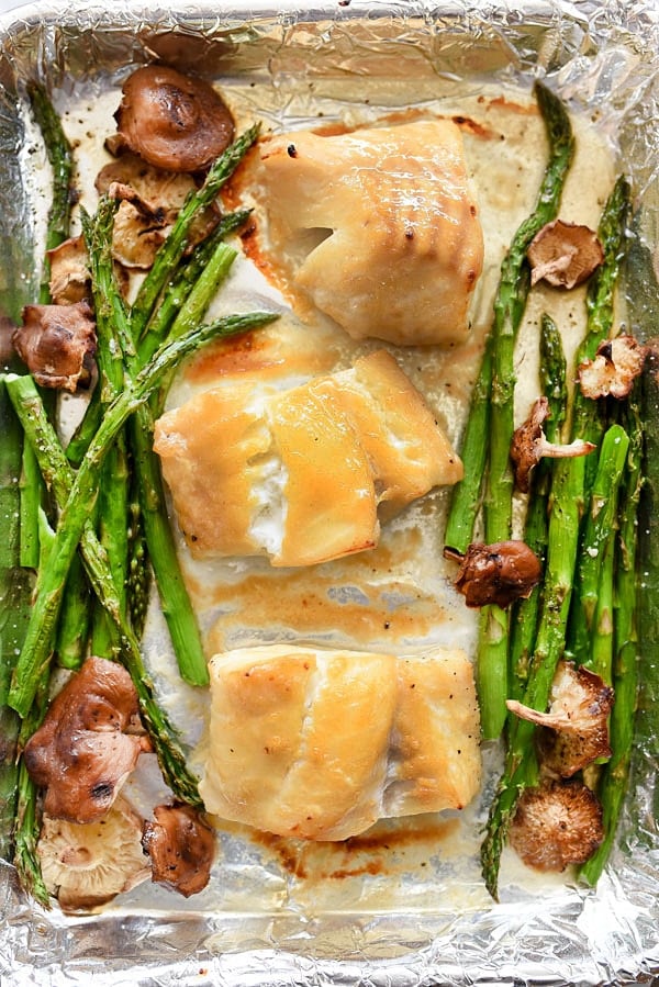 Broiled Miso Cod with Vegetables is an easy sheet pan dinner with a quick clean up | foodiecrush.com #fish #miso #cod