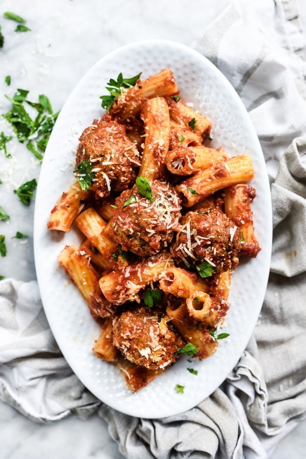 Meatballs with Tomato Sauce | foodiecrush.com #easy #Italian #homemade