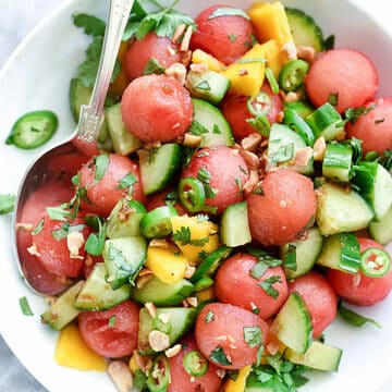 Cucumber Basil and Watermelon Salad | foodiecrush.com