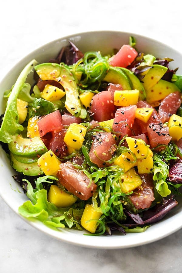 Ahi Tuna Poke Salad with Mango
