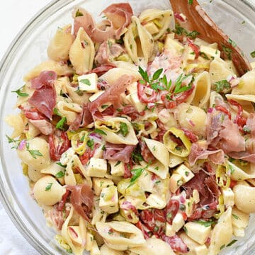 Macaroni Salad with Smoked Mozzarella and Proscuitto | foodiecrush.com