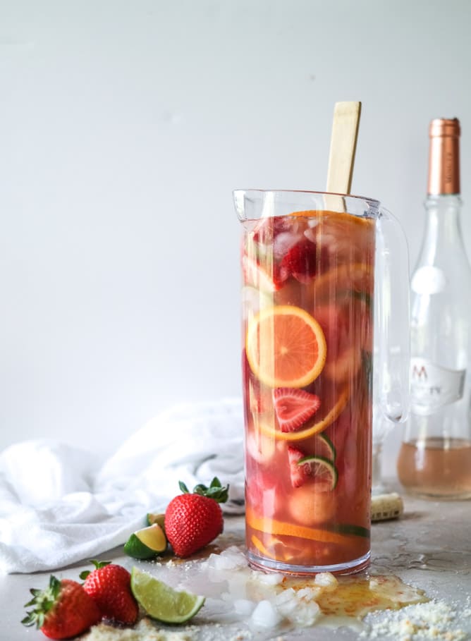 Rose Sangria from How Sweet It Is on foodiecrush.com
