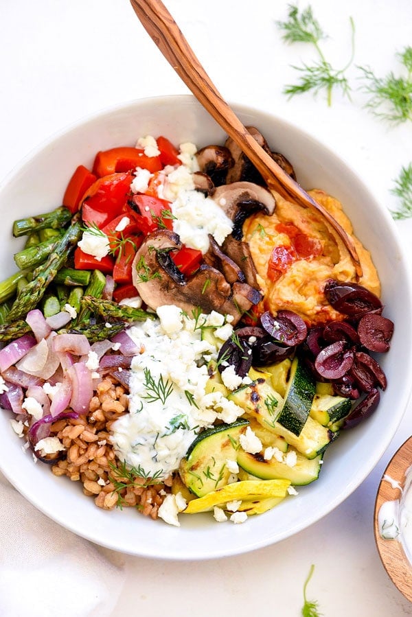 Chopped Grilled Vegetable Bowl with Farro and Fresh Coast Retreat Image