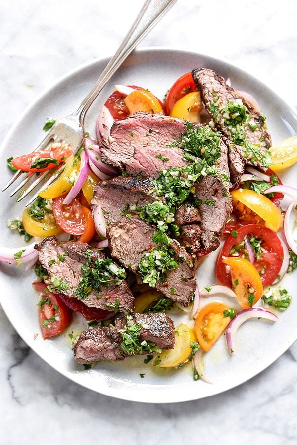 Grilled Skirt Steak with Chimichurri | #marinade #recipes #withchimichurri #meat foodiecrush.com