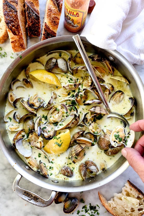 How to make the BEST steamed clams with wine and just a touch of cream | foodiecrush.com 