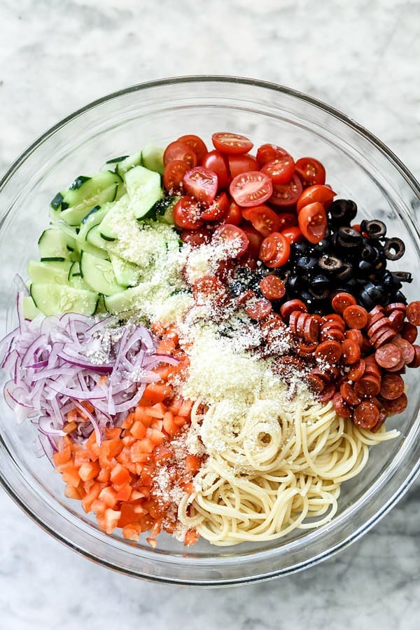 Easy Italian Spaghetti Salad | foodiecrush.com