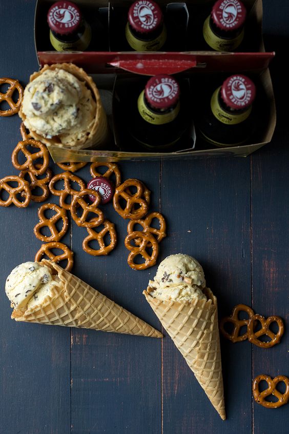 Beer and Chocolate-Covered Pretzel Ice Cream from siftandwhisk.com on foodiecrush.com