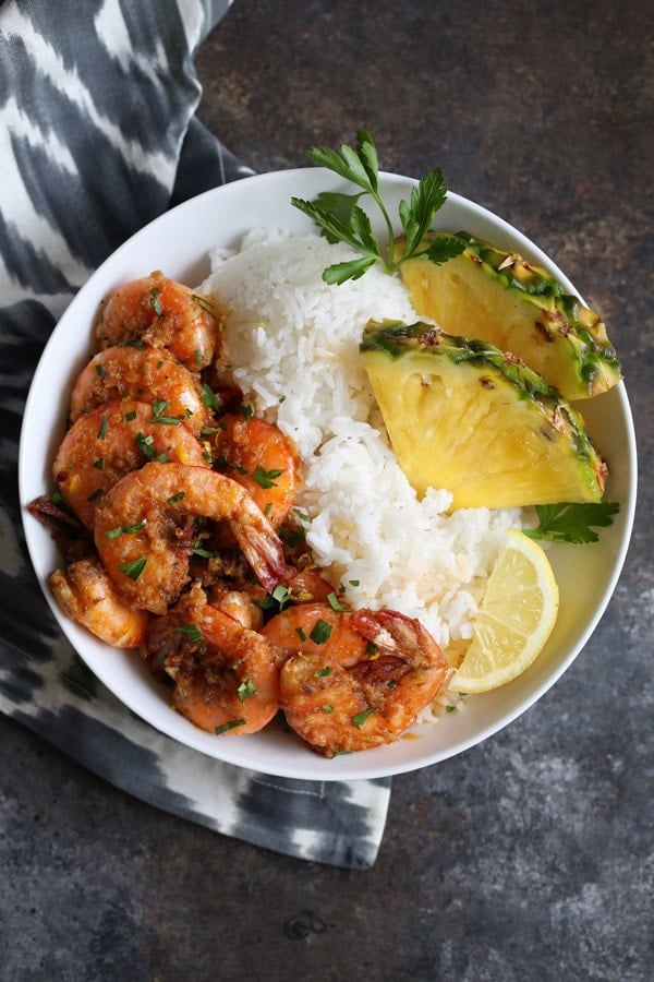 Hawaiian Garlic Butter Shrimp from Cooking With Cocktail RIngs on foodiecrush.com