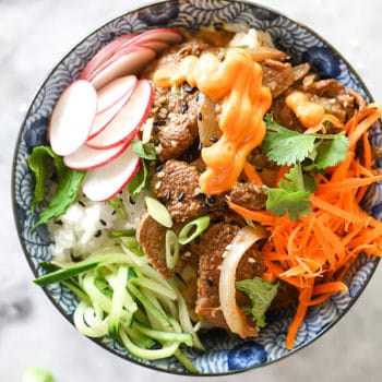 Korean Beef Bulgogi Bowls recipe | foodiecrush.com
