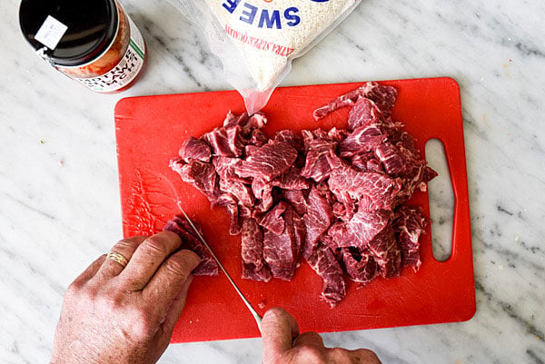 slicing steak for korean beef bulgogi