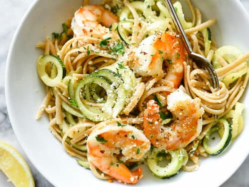 Shrimp Scampi Pasta With Zucchini Noodles Foodiecrush Com