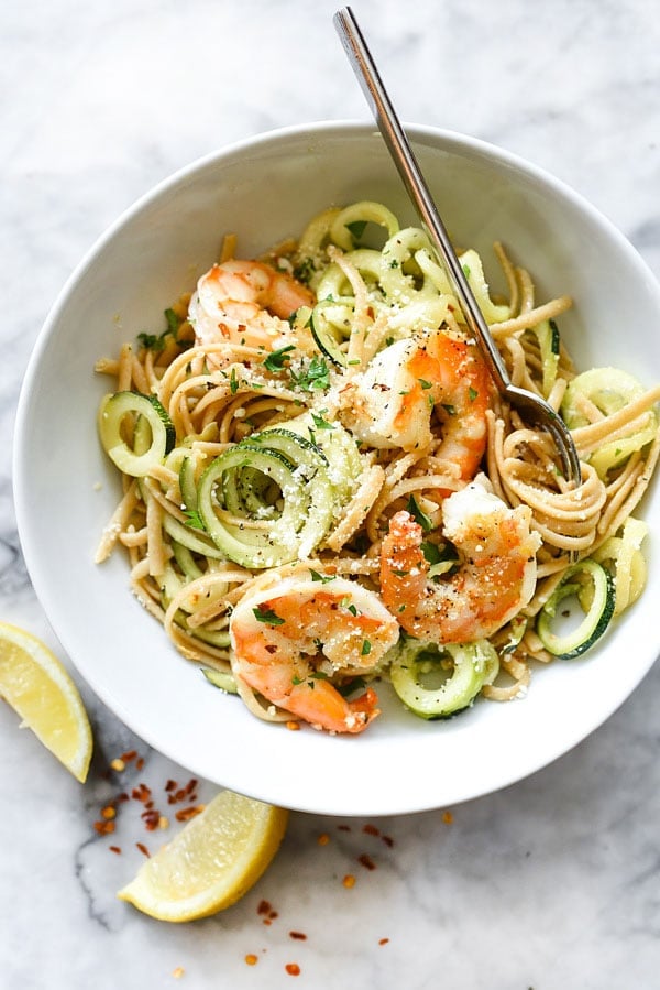 Linguine and Zucchini Noodles with Shrimp