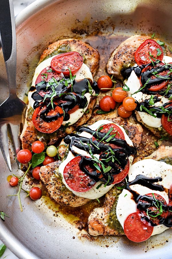 30-Minute Caprese Chicken from foodiecrush.com on foodiecrush.com