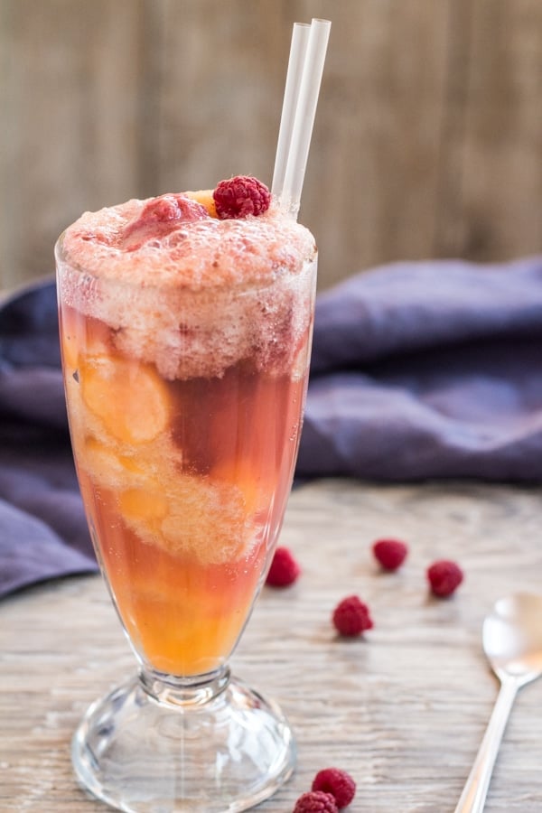 Melon and Raspberry Soda Float from Letty's Kitchen on foodiecrush.com