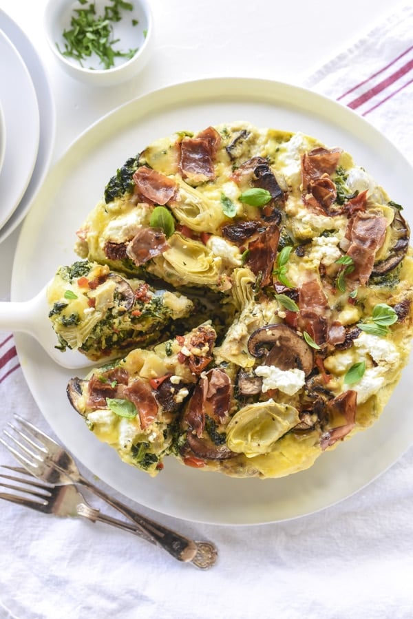 Slow Cooker Mediterranean Egg Casserole | #recipes #overnight #easy #crockpot foodiecrush.com
