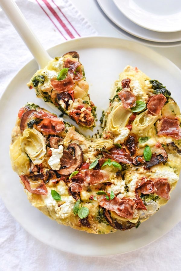 Slow Cooker Mediterranean Egg Casserole | #recipes #overnight #easy #crockpot foodiecrush.com