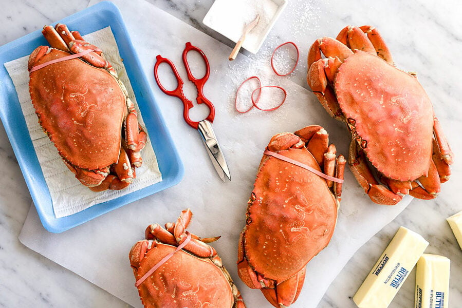 The Easiest Whole Dungeness Crab Recipe with Citrus Butter | foodiecrush.com