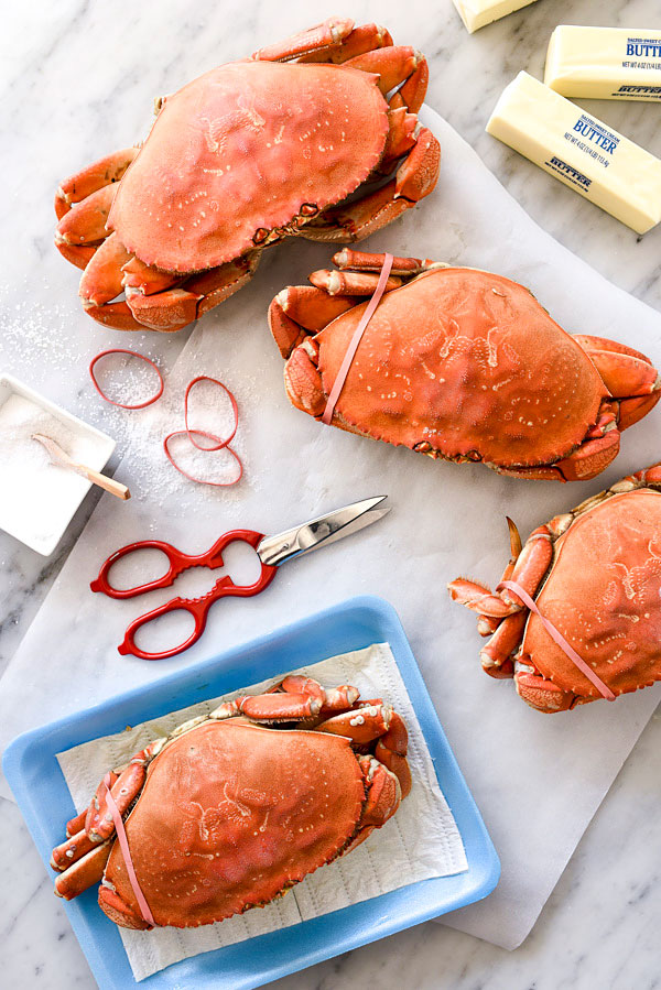 The Easiest Whole Dungeness Crab Recipe with Citrus Butter | foodiecrush.com