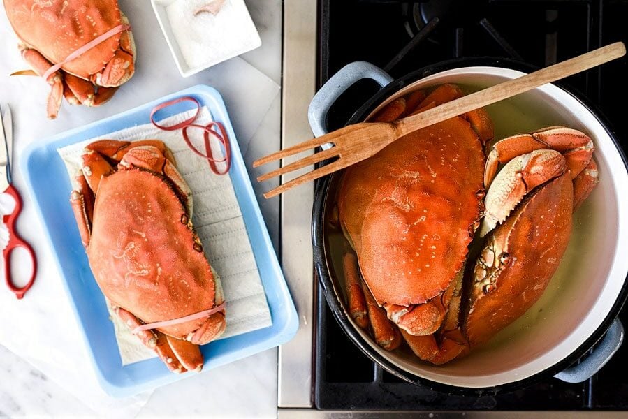 The Easiest Whole Dungeness Crab Recipe with Citrus Butter | foodiecrush.com