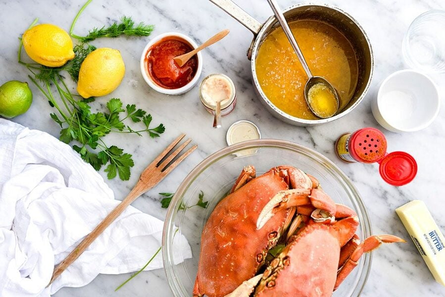 The Easiest Whole Dungeness Crab Recipe with Citrus Butter | foodiecrush.com