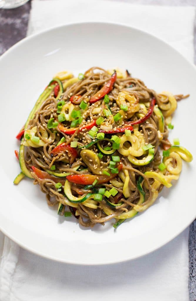 Miso Soba Zoodles from A Beautiful Mess | foodiecrush.com