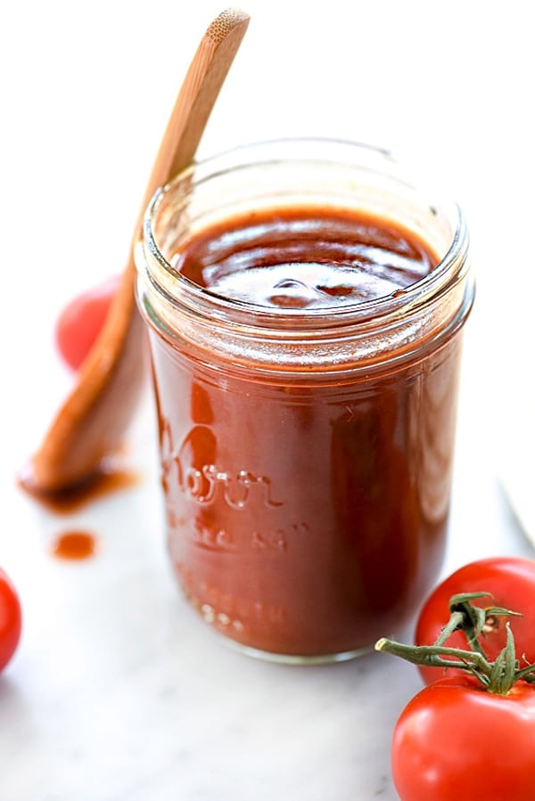 red enchilada sauce in glass jar