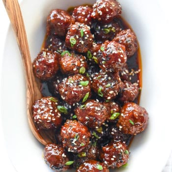 Slow Cooker Sriracha Meatballs | foodiecrush.com