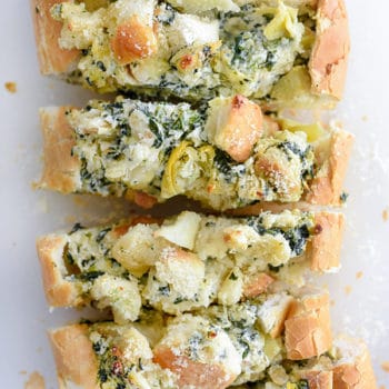 Spinach Artichoke Stuffed Bread | foodiecrush.com
